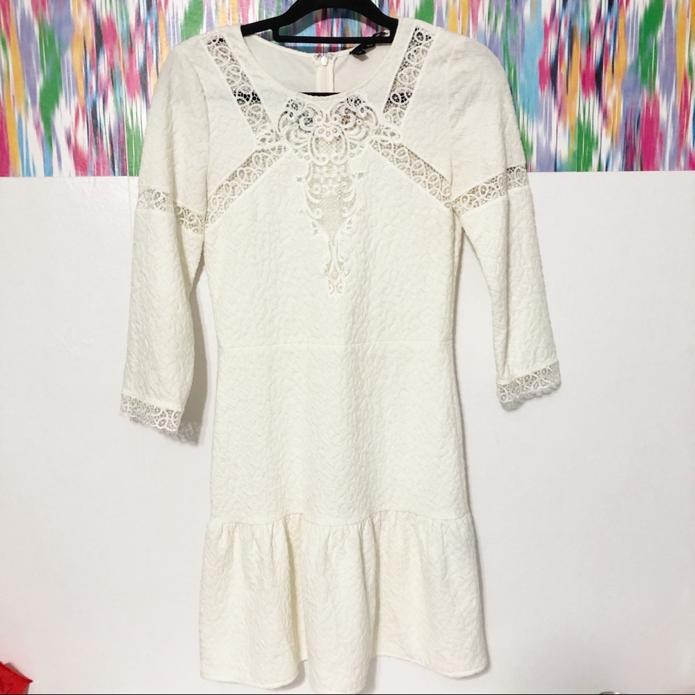 The Kooples cream/off-white lace accent dress